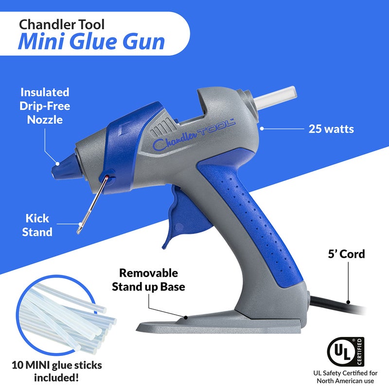 Chandler Tool Mini Hot Glue Gun And Sticks Set for Crafts and DIY Pistola De Silicona Caliente Inalambrica Complete Hot Glue Gun Kit With Glue Sticks (Blue) - Image 2